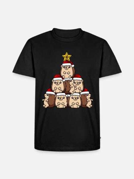Hedgehog Christmas Tree - Men's Premium Organic T-Shirt - black