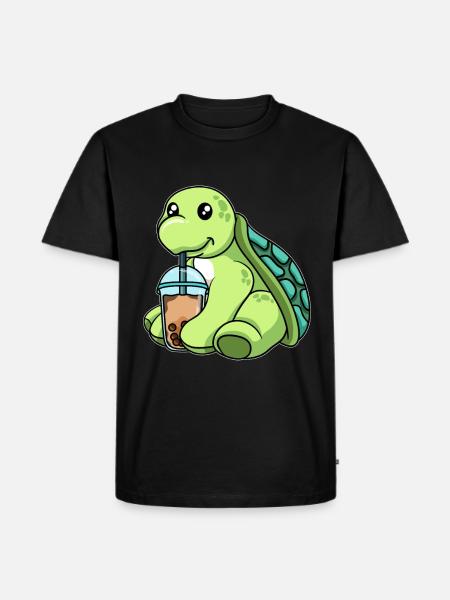 Kawaii Bubble Tea Turtle - Men's Premium Organic T-Shirt - black