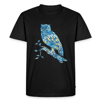 Mandala Owl Geometry Pattern - Men's Premium Organic T-Shirt - black - Front - Nico (187cm)