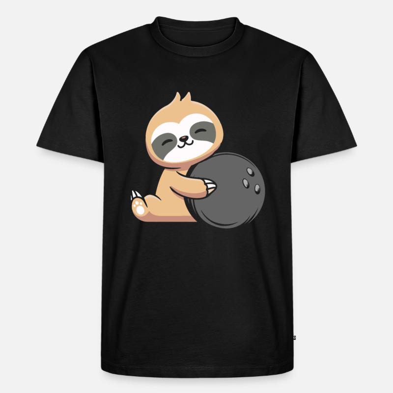 Faultier Bowling - Männer Premium Bio T-Shirt - Schwarz