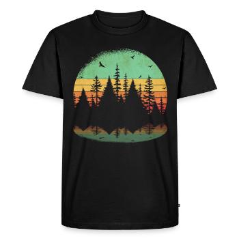 Retro Forest Outdoor Hiking Nature - Men's Premium Organic T-Shirt - black - Front - Nico (187cm)