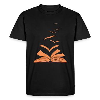 Livre Oiseaux Volant Oiseau Bookworm - T-shirt Premium bio Homme - noir - Devant - Nico (187cm)