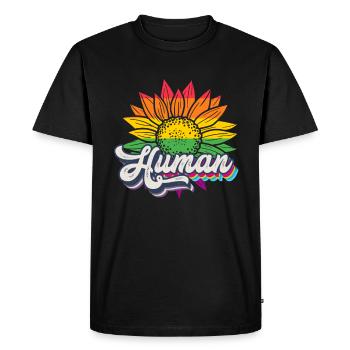 Human Sunflower Rainbow Equality LGBTQ - Men's Premium Organic T-Shirt - black - Front - Nico (187cm)