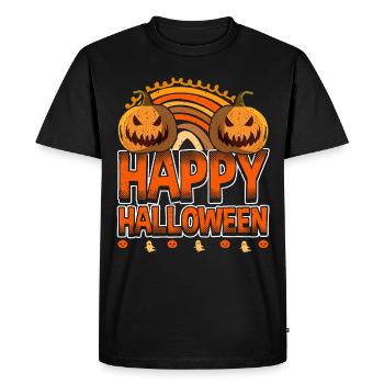 Halloween Rainbow Happy Hallowen avec citrouille - T-shirt Premium bio Homme - noir - Devant - Nico (187cm)