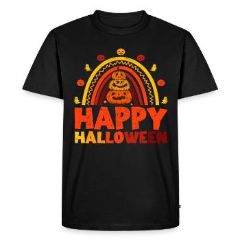 Halloween Rainbow Happy Hallowen avec citrouille - T-shirt Premium bio Homme - noir - Devant - Nico (187cm)
