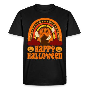 Halloween Rainbow Happy Hallowen avec citrouille - T-shirt Premium bio Homme - noir - Devant - Nico (187cm)