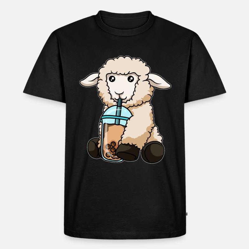 Kawaii Bubble Tea Schaf - Männer Premium Bio T-Shirt - Schwarz