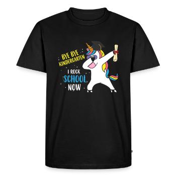 Bye Bye Kindergarten I Rock School Now Unicorn - Men's Premium Organic T-Shirt - black - Front - Nico (187cm)