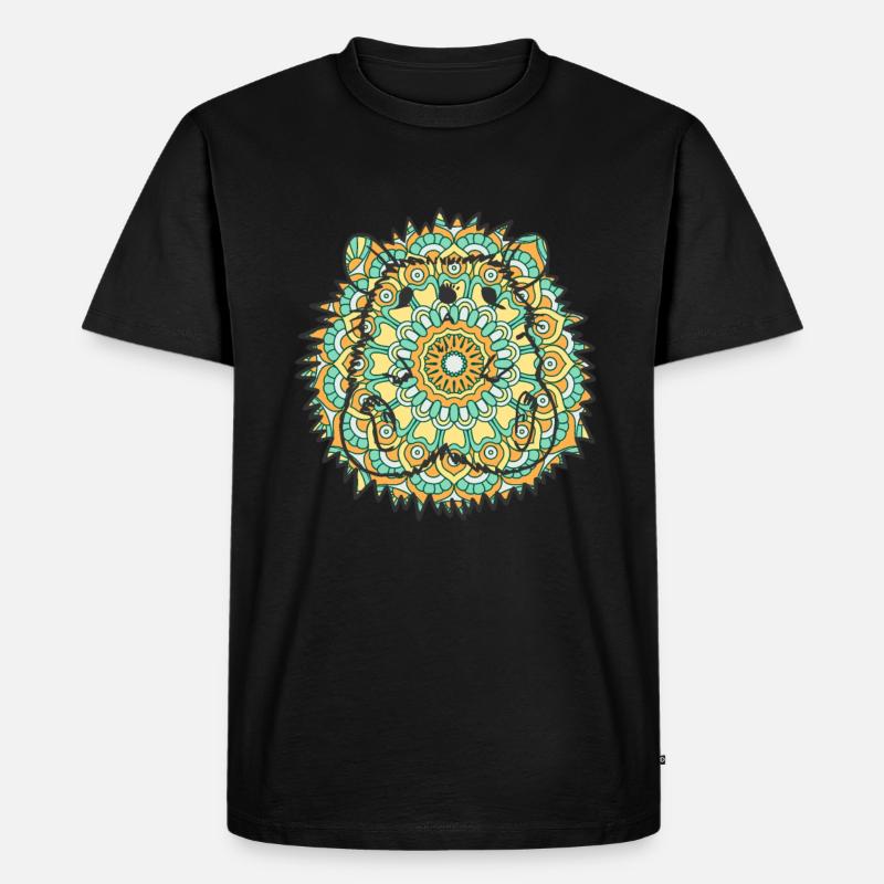 Mandala Igel Geometrie Muster - Männer Premium Bio T-Shirt - Schwarz