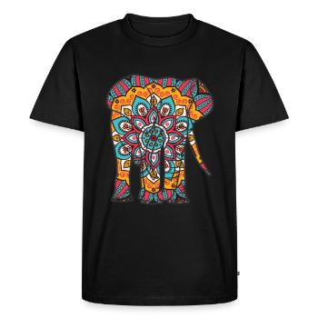 Mandala Elephant Geometric Pattern - Men's Premium Organic T-Shirt - black - Front - Nico (187cm)