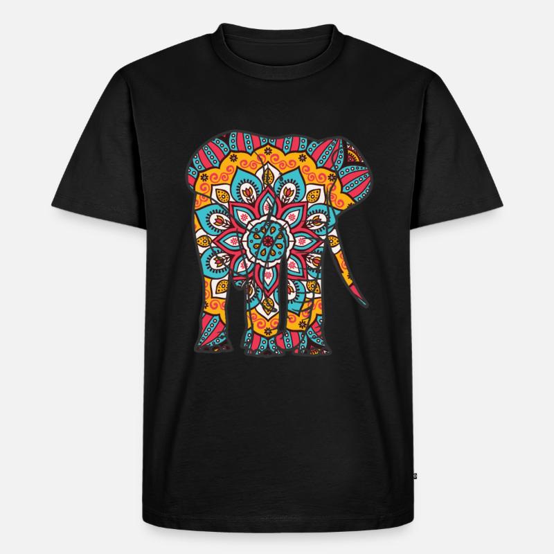 Mandala Elefant Geometrisches Muster - Männer Premium Bio T-Shirt - Schwarz