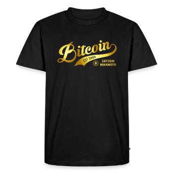 Bitcoin Est 2009 Satoshi Nakamoto Blockchain - T-shirt Premium bio Homme - noir - Devant - Nico (187cm)