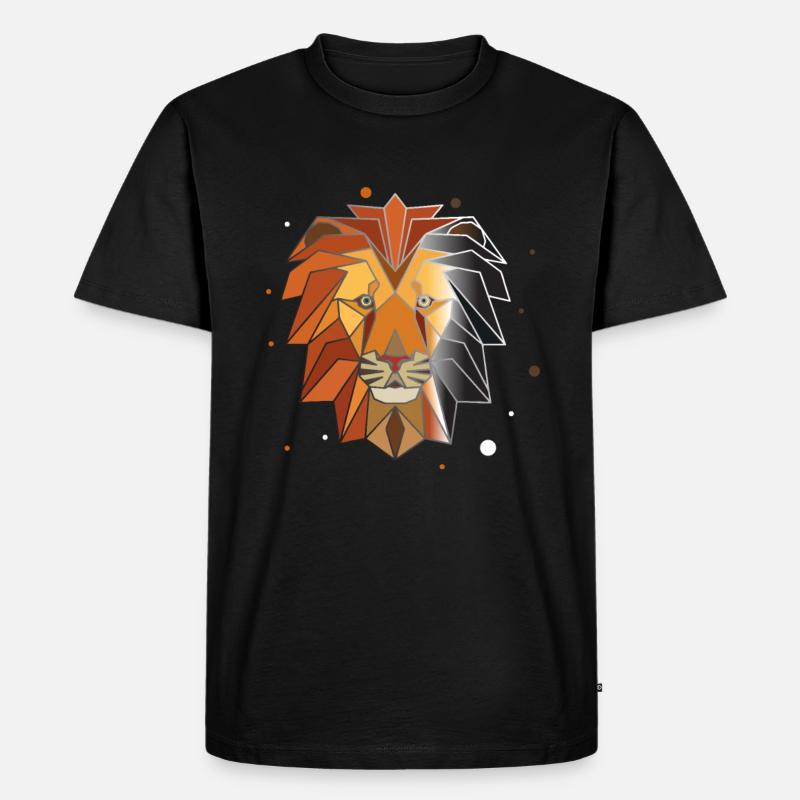 Löwe Polygon - Männer Premium Bio T-Shirt - Schwarz