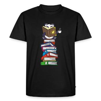 Panda Reads Bookworm Bookworm Coffee - Men's Premium Organic T-Shirt - black - Front - Nico (187cm)
