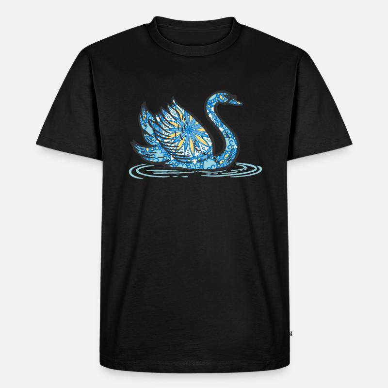 Mandala Schwan Geometrie Muster - Männer Premium Bio T-Shirt - Schwarz