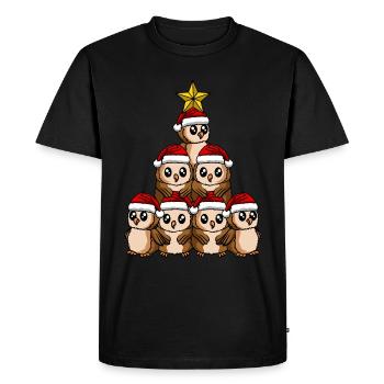 Owl Christmas Tree - Men's Premium Organic T-Shirt - black - Front - Nico (187cm)
