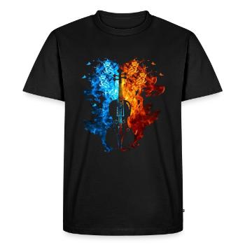 Fire Violin Flames Violoniste Violon - T-shirt Premium bio Homme - noir - Devant - Nico (187cm)