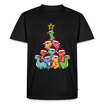 Dinosaur Christmas Tree - Men's Premium Organic T-Shirt - black - Front - Nico (187cm)
