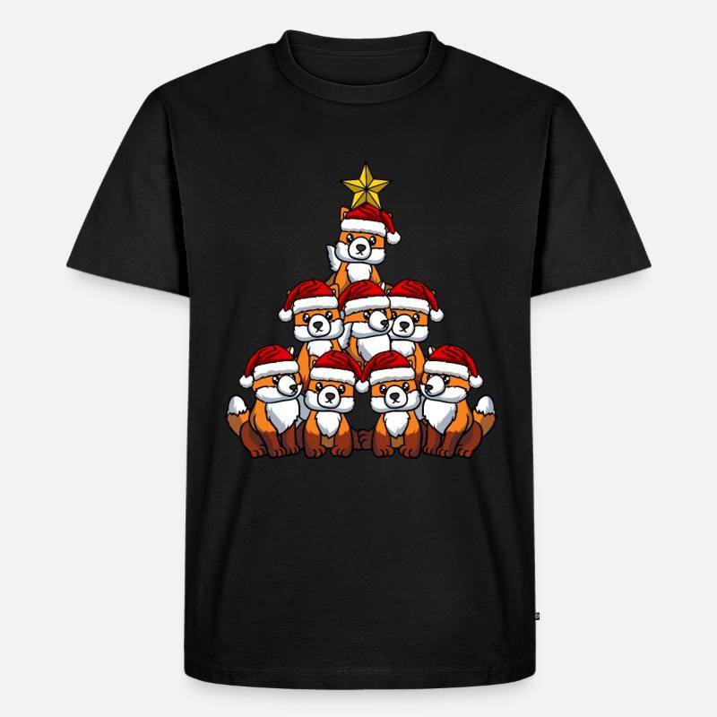 Fuchs Weihnachtsbaum - Männer Premium Bio T-Shirt - Schwarz
