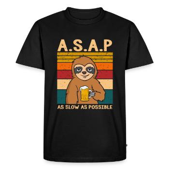 A.S.A.P. Paresseux aussi lent que possible - T-shirt Premium bio Homme - noir - Devant - Nico (187cm)