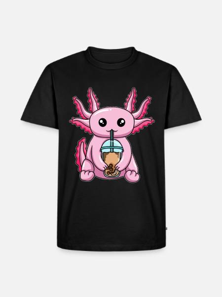 Axolotl drinks bubble tea - Men's Premium Organic T-Shirt - black