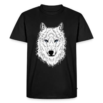 Polar Wolf Blue Eyes - Men's Premium Organic T-Shirt - black - Front - Nico (187cm)