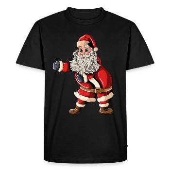 Père Noël Casquette de Noël Soie dentaire Noël - T-shirt Premium bio Homme - noir - Devant - Nico (187cm)