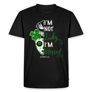 Christian Religious Verse - Men's Premium Organic T-Shirt - black - Front - Nico (187cm)