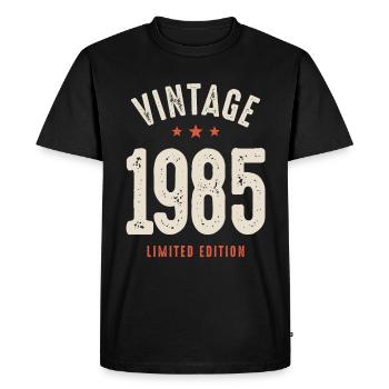 Vintage Born in 1985 - 37th Birthday Retro - Men's Premium Organic T-Shirt - black - Front - Nico (187cm)