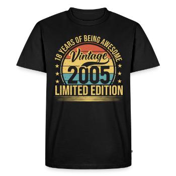 18 ans Millésime 2005 Edition Limitée 18. - T-shirt Premium bio Homme - noir - Devant - Nico (187cm)
