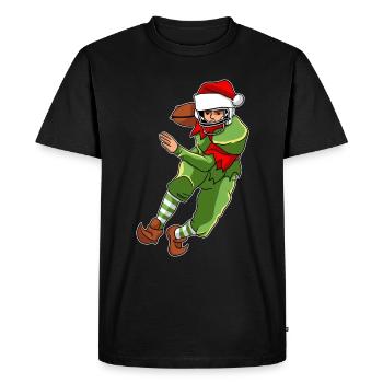 Père Noël lutin du football - T-shirt Premium bio Homme - noir - Devant - Nico (187cm)