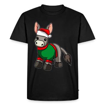 Âne avec pull de Noël - T-shirt Premium bio Homme - noir - Devant - Nico (187cm)