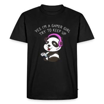 Gamer Girl Try To Keep Up Casque Gamer Panda - T-shirt Premium bio Homme - noir - Devant - Nico (187cm)