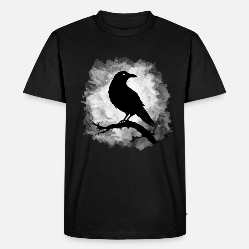 Rabe Krähe Mondschein Düster - Männer Premium Bio T-Shirt - Schwarz