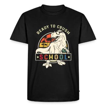 Prêt à écraser les dinosaures de l’école - T-shirt Premium bio Homme - noir - Devant - Nico (187cm)