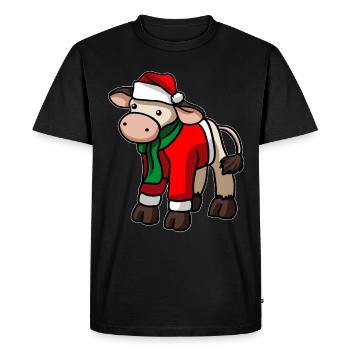 Chapeau de Noël de bœuf de vache - T-shirt Premium bio Homme - noir - Devant - Nico (187cm)