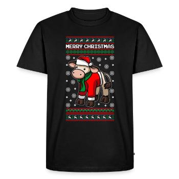 Vache de Noël Joyeux Noël - T-shirt Premium bio Homme - noir - Devant - Nico (187cm)