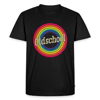 Old School Limited Edition Rainbow Circle Retro - Men's Premium Organic T-Shirt - black - Front - Nico (187cm)