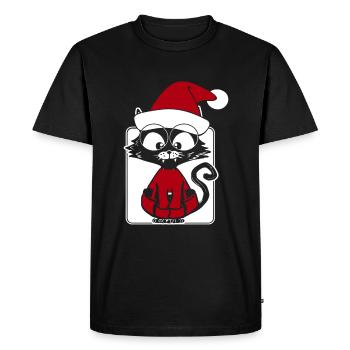 Chat Père Noël - T-shirt Premium bio Homme - noir - Devant - Nico (187cm)