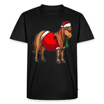 Poney chapeau de Noël - T-shirt Premium bio Homme - noir - Devant - Nico (187cm)