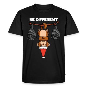 Be Different Monkey Bat Santa Claus - Men's Premium Organic T-Shirt - black - Front - Nico (187cm)