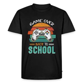 L’écolier commence le jeu du premier jour d’école - T-shirt Premium bio Homme - noir - Devant - Nico (187cm)