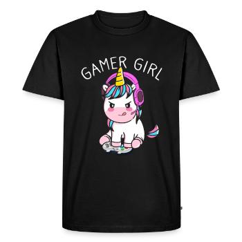 Gamer Girl Gamer Licorne - T-shirt Premium bio Homme - noir - Devant - Nico (187cm)