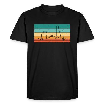 Vintage Heartbeat Saw Hammer Planter Wood - T-shirt Premium bio Homme - noir - Devant - Nico (187cm)