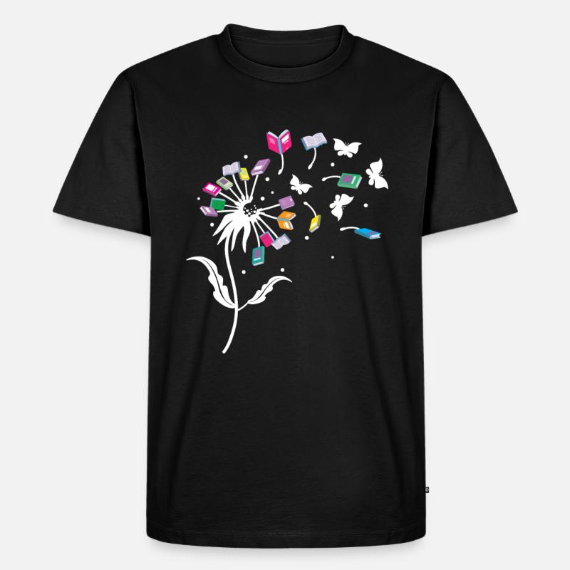 Löwenzahn Blume Buch - Männer Premium Bio T-Shirt - Schwarz