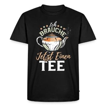 Funny cozy organic tea drinker saying design - Men's Premium Organic T-Shirt - black - Front - Nico (187cm)
