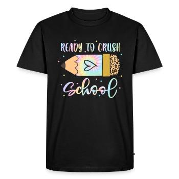 Un écolier prêt à écraser l’école - T-shirt Premium bio Homme - noir - Devant - Nico (187cm)