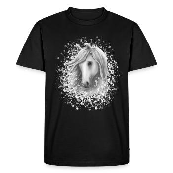 Tête de cheval dans la neige - T-shirt Premium bio Homme - noir - Devant - Nico (187cm)