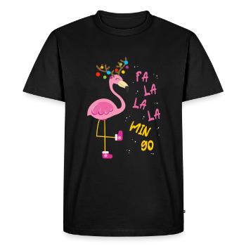 Fa la la la mingo Flamingo - Männer Premium Bio T-Shirt - Schwarz - Vorne - Nico (187cm)