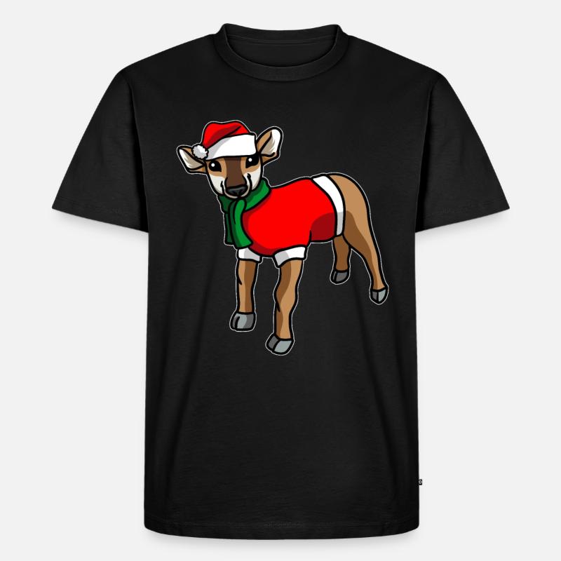 Antilope avec pull de Noël - T-shirt Premium bio Homme - noir